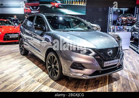 Bruxelles, Belgio, 2020 gennaio Nissan Qashqai, Brussels Motor Show, 2a generazione, J11, SUV crossover compatto prodotto dalla giapponese Nissan Foto Stock