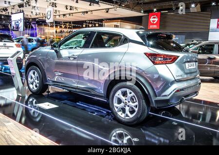 Bruxelles, Belgio, 2020 gennaio Nissan Juke II, Brussels Motor Show, SUV crossover subcompatto di seconda generazione prodotto dalla giapponese Nissan Foto Stock