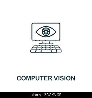 Icona computer Vision della raccolta di intelligenza artificiale. Icona Simple Line computer Vision per modelli, web design e infografiche Illustrazione Vettoriale