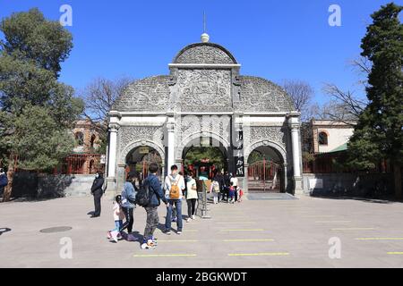 Dopo 59 giorni di chiusura, lo zoo di Pechino riprende l'apertura e i turisti intorno alla città si affollano per visitare i loro amici animali dopo aver prenotato i biglietti su We Foto Stock