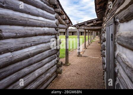 All'interno della borsa a Fort Gibson, uno storico sito militare in Oklahoma che sorvegliò la frontiera americana nel territorio indiano dal 1824 al 1888. Foto Stock