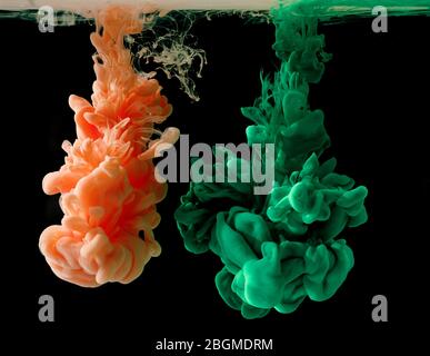 inchiostri in acqua, esplosione astratta del colore Foto Stock