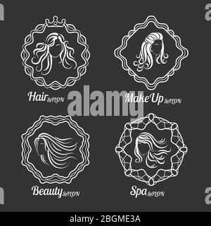 Modelli vettoriali per logo di bellezza e cura della donna Illustrazione Vettoriale