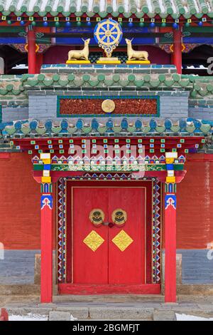 KHARKORIN, MONGOLIA, 7 marzo 2020 : il monastero di Erdene Zuu è il primo monastero buddista sopravvissuto in Mongolia. I comunisti ordinarono il monast Foto Stock