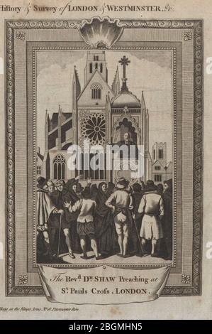 Il dottor Shaw predicava alla Croce di San Paolo. Vecchia Cattedrale di San Paolo. THORNTON 1784 Foto Stock