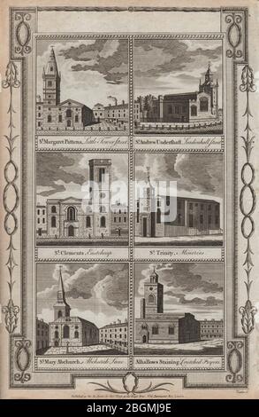 WREN CITTÀ CHIESE St Clements Eastcheap Margaret Pattens Mary Abbachurch ++ 1784 Foto Stock