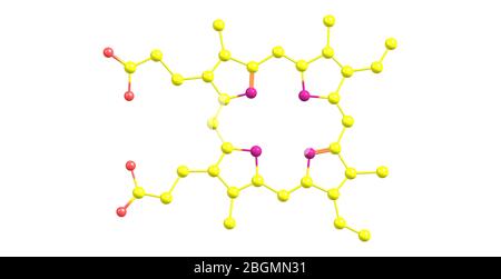 Le porfirine sono un gruppo di composti organici eterociclici macrociclici, composti da quattro subunità pirrole modificate interconnesse al loro alfa carbonio A. Foto Stock