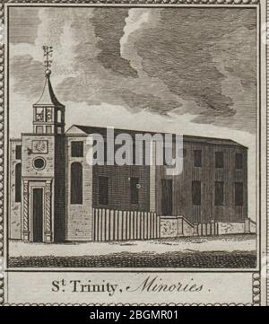 Chiesa della Santissima Trinità, Minorie. Città di Londra chiesa. PICCOLA. THORNTON 1784 Foto Stock