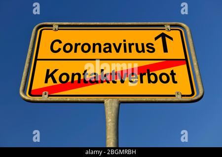Composizione digitale, immagine simbolica, simbolo del nome della località, eliminazione o allentamento del divieto di contatto e del coprifuoco, Coronavirus, Covid-19, Germania Foto Stock