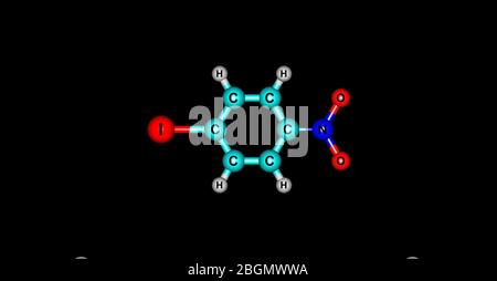 Il 4-iodo-1-nitrobenzene è un'importante materia prima ed intermedia utilizzata nei campi della sintesi organica, dell'agrochimica farmaceutica e del colorante. 3d i Foto Stock