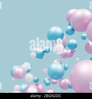 Sfondo futuristico blu con forma astratta 3D delle palle. rendering 3d Foto Stock