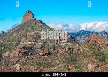 Roque Bentayga, Gran Canaria Isole Canarie Spagna Foto Stock