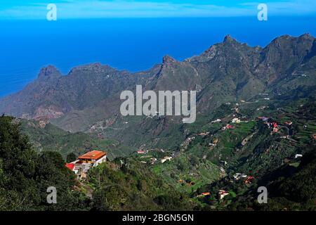 Vista sul parco rurale e sulle montagne di Anaga, Tenerife, Isole Canarie, Spagna Foto Stock