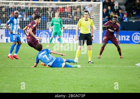 Málaga, Spagna. 18 marzo 2018. La Liga Match Málaga C.F. - FC Barcellona Foto Stock