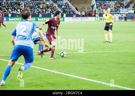 Málaga, Spagna. 18 marzo 2018. La Liga Match Málaga C.F. - FC Barcellona Foto Stock