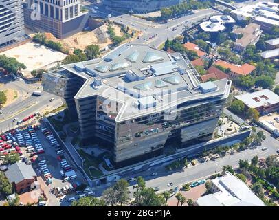 Foto aerea della sede centrale di Sasol e del CBD di Sandton Foto Stock