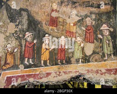 Italia Lazio Chiesa di Sutri della Madonna del parto - Mitreo - affreschi vestibolo - Pillgrim Foto Stock