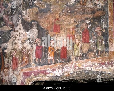 Italia Lazio Chiesa di Sutri della Madonna del parto - Mitreo - affreschi vestibolo - Pillgrim Foto Stock