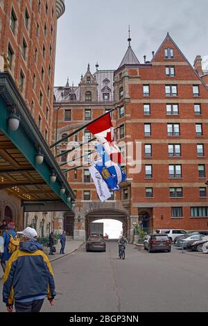 Quebec City, Canada 23 settembre 2018: Quebec Chateau Frontenac è un grande hotel. Fu designato come Sito storico Nazionale del Canada nel 1980 Foto Stock