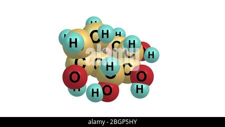 Castanospermina è un alcaloide dell'indolizidina. È un potente inibitore di alcuni enzimi glucosidasi ed ha attività antivirale. illustrazione 3d Foto Stock