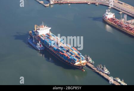 Vista aerea del porto di Città del Capo e del Terminal dei container Foto Stock