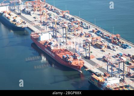 Vista aerea del porto di Città del Capo e del Terminal dei container Foto Stock