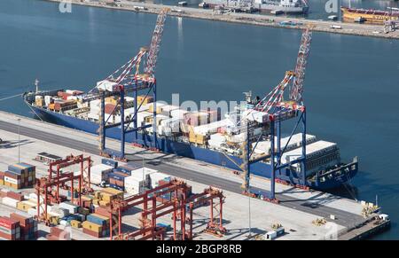 Vista aerea del porto di Città del Capo e del Terminal dei container Foto Stock