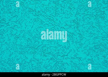 Texture dipinta turchese con ornamento astratto, fondo ondulato color acqua, parete verde menta ornata Foto Stock