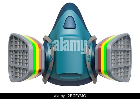 Respiratore, semivaschiante riutilizzabile. Rendering 3D isolato su sfondo bianco Foto Stock