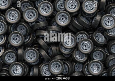 Sfondo da Car Wheels, rendering 3D Foto Stock