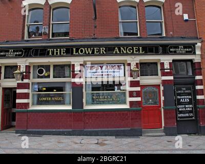 The Lower Angel Pub, Buttermarket Street, Warrington Town Center, Cheshire, Inghilterra, Regno Unito, WA1 Foto Stock