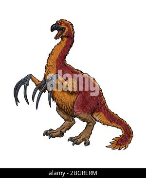 Dinosauro erbivoro - Therizinosauro. Dinosauro gigantesco con grandi artigli. Foto Stock