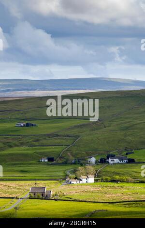 Homestead in paesaggio pittoresco nel Parco Nazionale del Northumberland vicino a Walltown Crags, Inghilterra Foto Stock