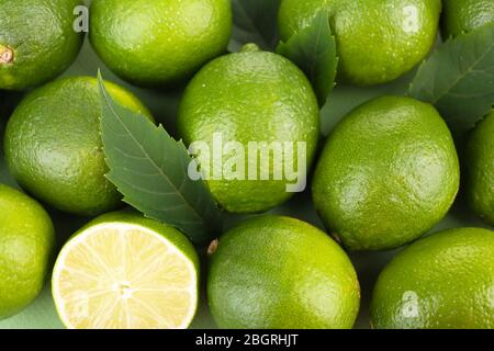 Lime fresche e succose, primo piano Foto Stock