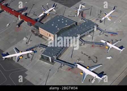 Veduta aerea dell'aeroporto internazionale di Keflavik / Islanda Foto Stock