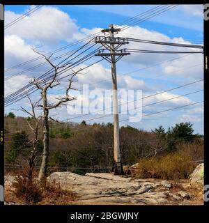 Castle Rock è il punto di elevazione più alto della Breakheart Reservation. La collina attraversa i confini di Saugus e Wakefield Massachusetts ed è 28 Foto Stock