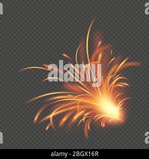 Fuoco rosso acceso scintille volanti effetto luce. EPS 10 Illustrazione Vettoriale