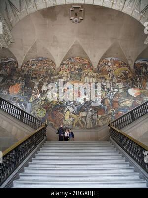 I murales della Riviera di Diego al Palazzo Nazionale, Città del Messico, Messico Foto Stock