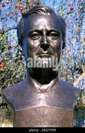 Busto di FDR, Casa di Franklin D. Roosevelt National Historic Site, New York Foto Stock