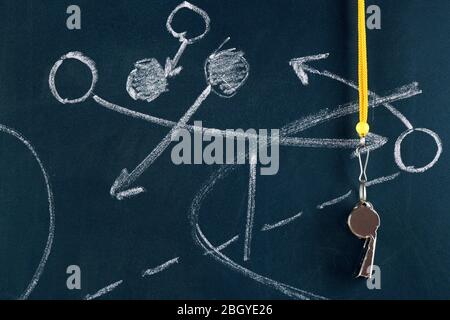 Gioco di basket schema su sfondo lavagna Foto Stock