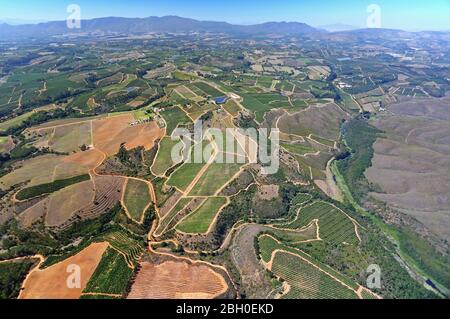 Foto aerea dei campi di allevamento a Grabouw Foto Stock