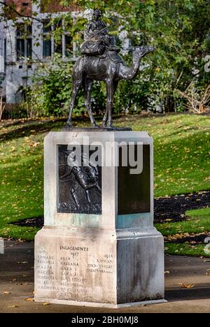 The Imperial Camel Corps Memorial (1921), ai membri del corpo che hanno perso la vita nella prima guerra mondiale, nella campagna mediorientale, Embankment Gardens, Londra Foto Stock