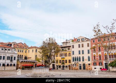Campo San Polo, quartiere San Polo, Venezia, Italia Foto Stock