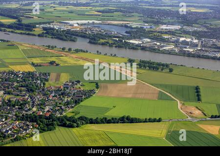 Strisce protettive per la diga a Duisburg, 09.06.2016, vista aerea, Germania, Renania settentrionale-Vestfalia, Ruhr Area, Duisburg Foto Stock