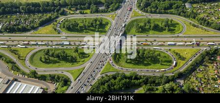 Raccordo Duisburg delle autostrade A40 e A59, 09.06.2016, vista aerea, Germania, Renania settentrionale-Vestfalia, Area della Ruhr, Duisburg Foto Stock