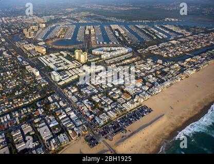 , Venice Beach e Marina del Rey a Los Angeles, 20.03.2016, vista aerea, Stati Uniti, California, Los Angeles, Venezia Foto Stock