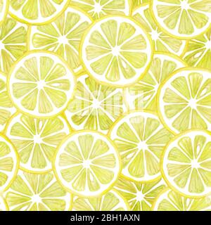 Motivo filerello senza cuciture da elementi di anelli di limone. Disegno isolato su sfondo bianco Foto Stock