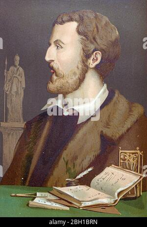 Gerolamo (o Girolamo, o Geronimo) Cardano (anche Jérôme Cardan; latino: Hieronymus Cardanus; 24 settembre 1501 – 21 settembre 1576) è stato un . Fu uno dei matematici più influenti del Rinascimento, ed era uno dei personaggi chiave della fondazione della probabilità e il primo introduttore dei coefficienti binomiali e del teorema binomiale nel mondo occidentale. Ha scritto più di 200 opere sulla scienza dal libro la ciencia y sus hombres : vida Foto Stock