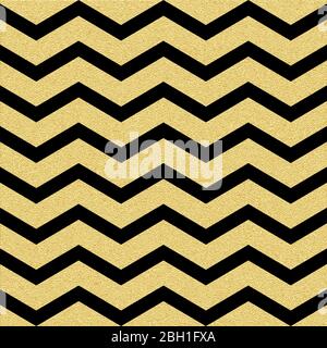 Motivo a onda chevron scintillante in oro senza cuciture. Modello classico a zigzag. EPS 10 Illustrazione Vettoriale