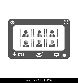 Icona Zoom riunione. Icona videoconferenza. Illustrazione vettoriale in stile piatto. EPS 10 Illustrazione Vettoriale